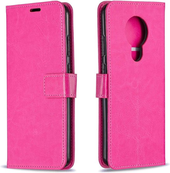 Nokia 1.4 Hoesjes – Portemonnee Book Case – Magneetsluiting – 2x Gehard Glas Screenprotector – Roze-Ilumina Benelux