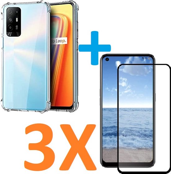 Oppo A94 5G Hoesjes – Transparante Siliconen Backcover – Schokbestendig – 3 Pack Screenprotector Gehard Glas-Ilumina Benelux