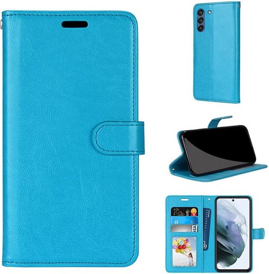 Samsung Galaxy S21 FE Hoesjes – Portemonnee Book Case – Pasjeshouder – Magneetsluiting – Turquoise-Ilumina Benelux
