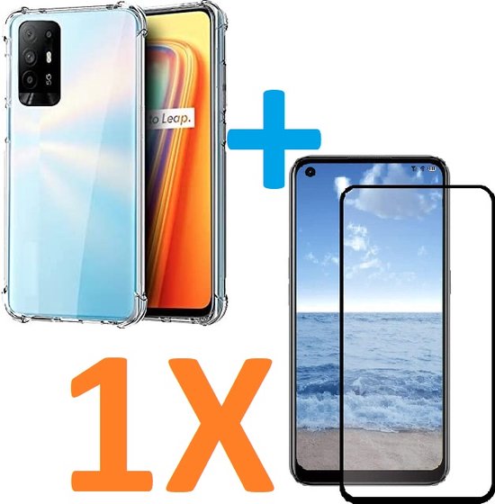 Oppo A94 5G Hoesjes – Siliconen Backcover – Schokbestendig – Transparant – Met Gehard Glas Screenprotector 1 Pack-Ilumina Benelux