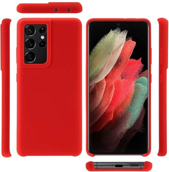 Samsung Galaxy S21 Ultra Hoesjes – Liquid Siliconen Backcover – Soft Touch – Flexibel – Rood-Ilumina Benelux