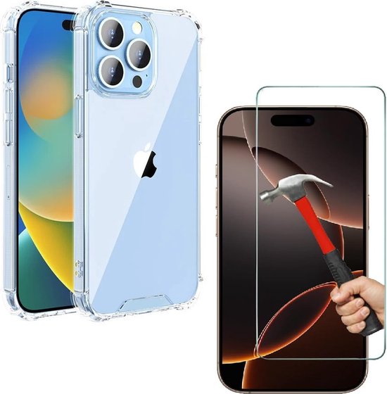 iPhone 14 Hoesjes – Crystal Clear Backcover – Schokbestendig – Inclusief Screenprotector – Transparant-Ilumina Benelux
