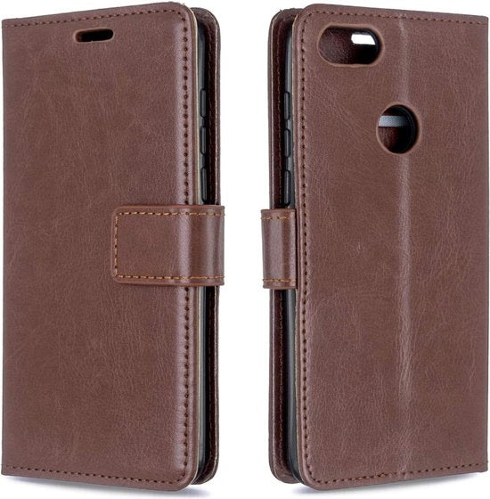Motorola Moto E6 Play Hoesjes – Portemonnee Book Case – Pasjeshouder – Magneetsluiting – Bruin-Ilumina Benelux