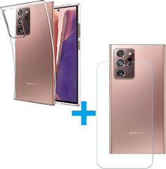 Samsung Galaxy Note 20 Ultra Hoesjes – Transparante Siliconen Backcover – 2 Pack Screenprotector Gehard Glas – Anti-kras – Transparant