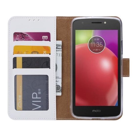 Motorola Moto E4 Hoesjes – Portemonnee Hoes – Pasjeshouder – Magneetsluiting – Wit-Ilumina Benelux