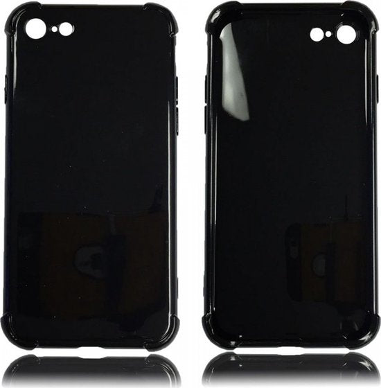 iPhone SE 2020/7/8 Hoesjes – Siliconen Backcover – Schokbestendig – 2x Gehard Glas Screenprotector – Zwart-Ilumina Benelux