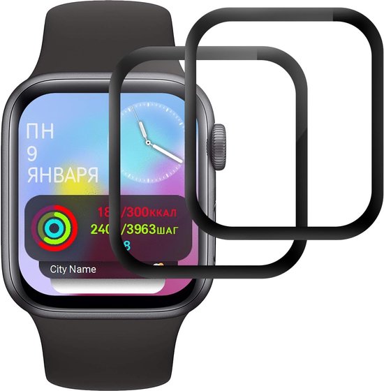 Screenprotector – Geschikt voor Apple Watch 44mm Series 6/SE/5/4 – Gehard Glas – 3D Volledige Dekking – 9H – 2 Stuks-Smartwatchscreenprotector-Ilumina Benelux