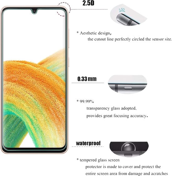 Samsung Galaxy A33 5G Hoesjes – Anti-Shock Siliconen Backcover – 3x Screenprotector Gehard Glas – Zwart-Ilumina Benelux