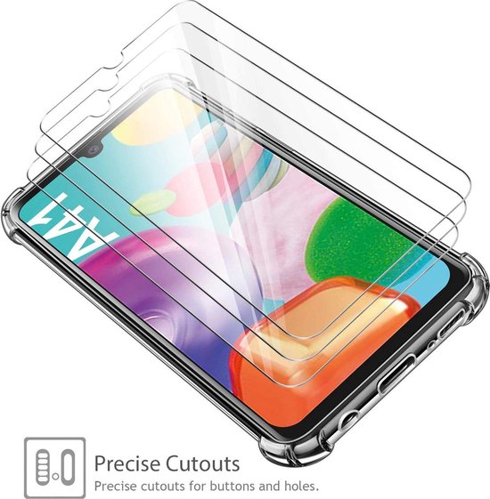 Samsung Galaxy A41 Hoesjes – Anti-Shock Hybride Backcover + 2x Screenprotector Gehard Glas – Transparant-Ilumina Benelux
