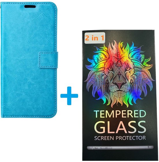 Portemonnee Book Case Hoesje + 2x Screenprotector Glas Geschikt voor: Samsung Galaxy S25 Plus - Turquoise