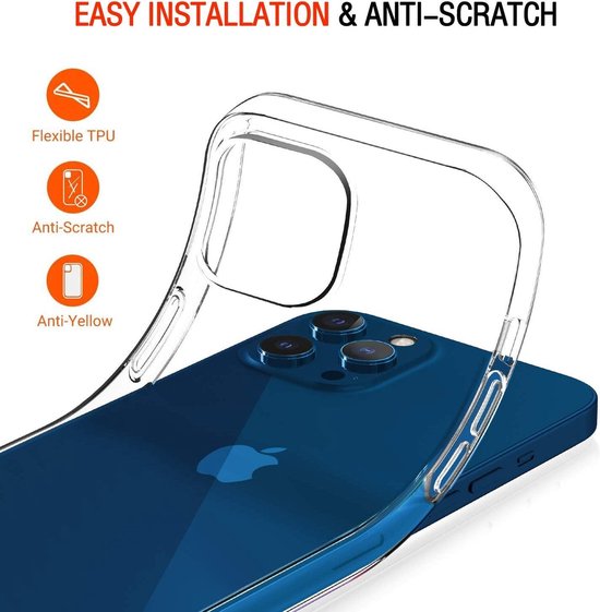 iPhone 12 Mini Hoesjes – Transparante TPU Siliconen Backcover – Soft Case – 3x Screenprotector Gehard Glas-Ilumina Benelux