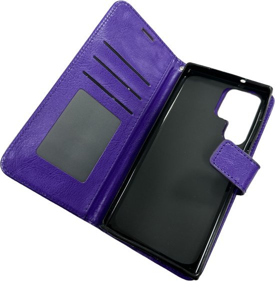 Samsung Galaxy S23 Ultra Hoesjes – Portemonnee Book Case – Pasjeshouder – Magneetsluiting – Paars-Ilumina Benelux