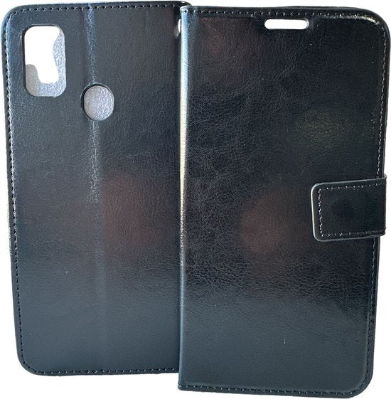 Samsung Galaxy A21s Hoesjes – Portemonnee Book Case – Pasjeshouder – Magneetsluiting – Zwart-Ilumina Benelux