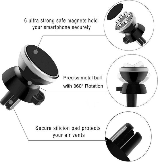 Telefoonhouder auto – Magnetische Autohouder – Universeel – 2-Pack – Zwart-Telefoonhouders-Ilumina Benelux
