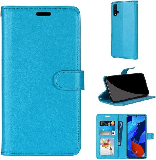 Huawei Nova 5T / Honor 20 Hoesjes – Portemonnee Book Case Met 2x Screenprotector – Pasjeshouder – Magneetsluiting – Turquoise-Ilumina Benelux