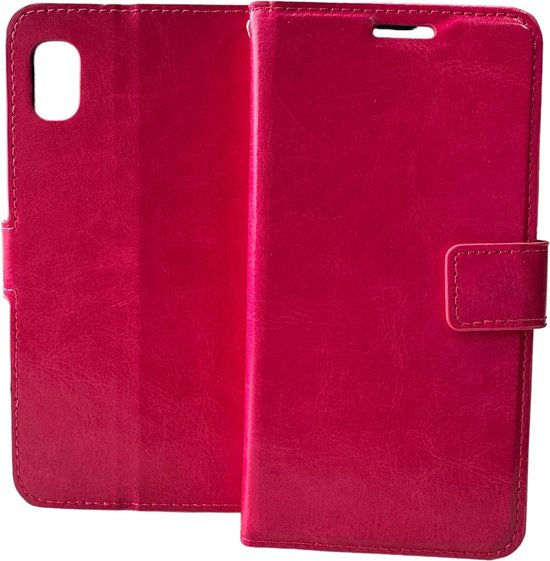 Samsung Galaxy A2 Core Hoesjes – Portemonnee Hoes – 2 Pack Screenprotector – Pasjeshouder – Roze-Ilumina Benelux