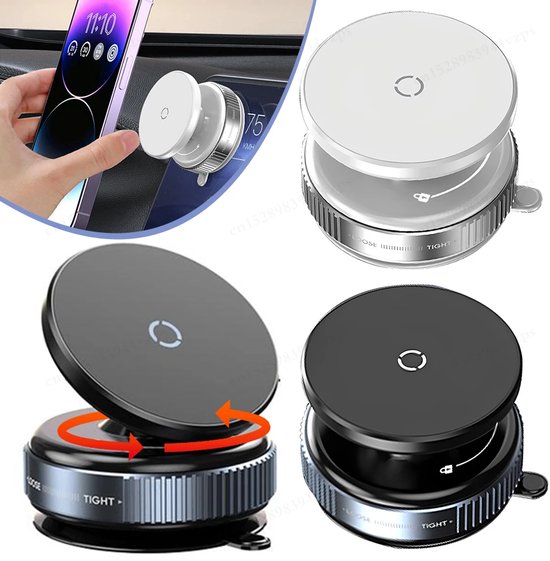 Telefoonhouder auto – Magnetisch met zuignap – Ultra sterke magneet – 360° draaibaar – Zwart-Ilumina Benelux
