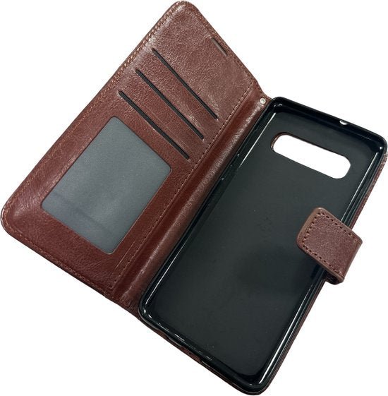 Samsung Galaxy S10 Hoesjes – Portemonnee Book Case – Pasjeshouder – Magneetsluiting – Bruin-Ilumina Benelux