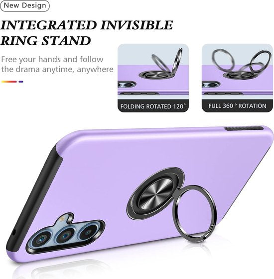 Samsung Galaxy A25 Hoesjes – Harde Backcover met Vingerring – Anti-drop – Paars-Ilumina Benelux