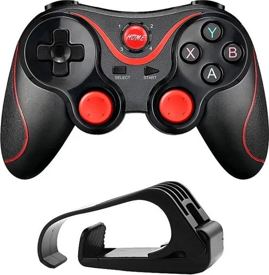 Bluetooth Game Controller – Draadloze Gamepad met Telefoonhouder – Geschikt voor PS3 Android Tablet PC Laptop TV Box – Blauw-Ilumina Benelux