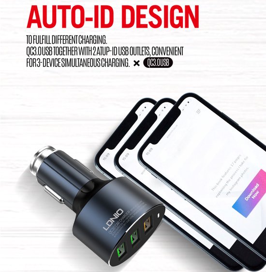 Autolader – Geschikt voor iPhone 16/15 & Samsung Galaxy – 30W Snellader – 3 Poorten – USB-C Kabel-Oplader-Ilumina Benelux