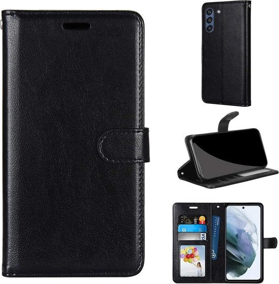Samsung Galaxy S21 FE Hoesjes – Portemonnee Book Case – Pasjeshouder – Magneetsluiting – Zwart-Ilumina Benelux