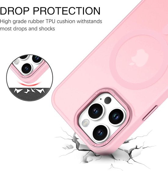 iPhone 17 Pro Max Hoesjes – MagSafe Backcover – Schokbestendig – Incl. 2x Screenprotector – Roze
