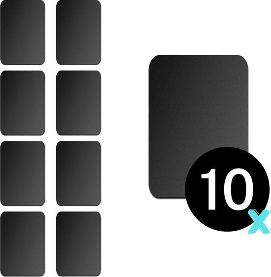 Telefoonhouder auto magneetplaatjes – 10 stuks – Zelfklevend magnetisch – Rechthoek – Zwart