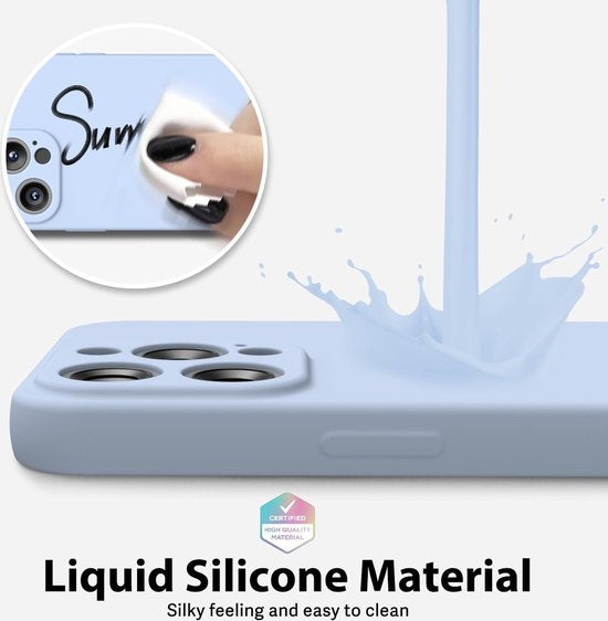 iPhone 15 Pro Hoesjes – Liquid Siliconen Backcover – Flexibel TPU – Camera Allround Bescherming – Lichtblauw-Ilumina Benelux