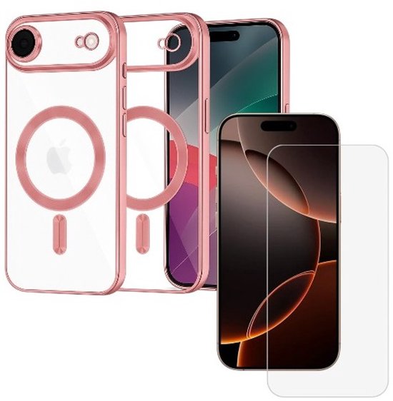 iPhone 17 Air Hoesjes – Backcover – MagSafe Compatibel – Camera Lens Protector + Screenprotector – Roze-Ilumina Benelux