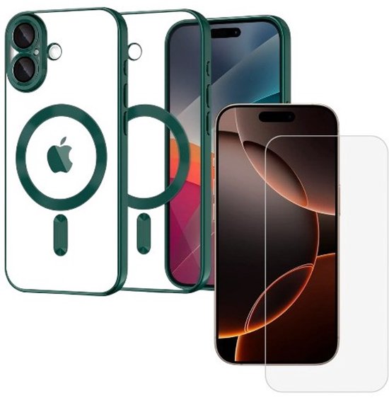 iPhone 17 Hoesjes – Backcover – MagSafe Compatibel – Camera Lens Protector + Screenprotector – Groen-Ilumina Benelux