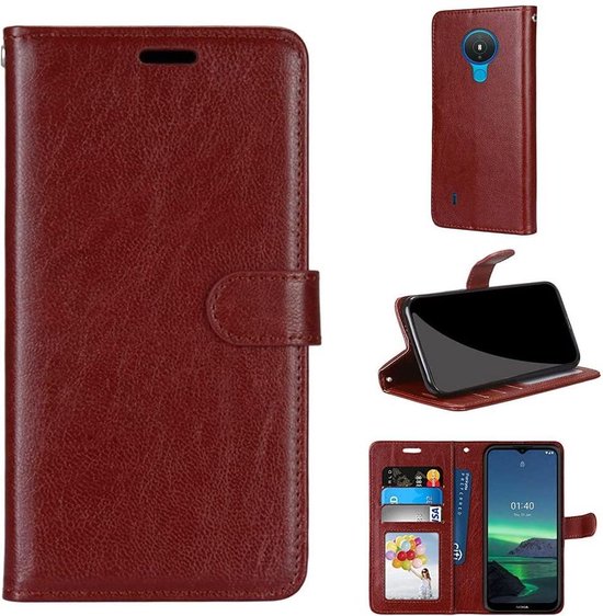 Nokia 1.4 Hoesjes – Bookcase Portemonnee – Pasjeshouder – 2x Screenprotector – Bruin-Ilumina Benelux