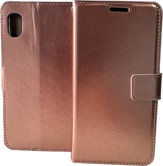 Samsung Galaxy A2 Core Hoesjes – Portemonnee Hoes – 2 Pack Screenprotector – Magneetsluiting – Roségoud-Ilumina Benelux