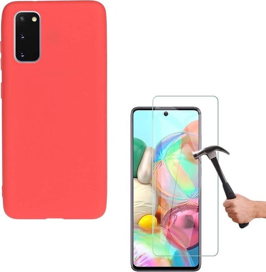 Liquid Silicone hoesje Geschikt voor: Samsung Galaxy A71 Soft Touch Flexible - Rood + 1x Screenprotector
