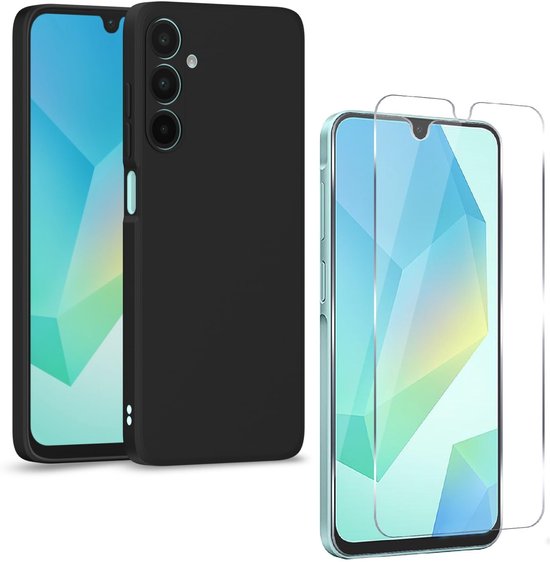 Samsung Galaxy A26/A17 5G Hoesjes – Siliconen Backcover – 2x Screenprotector Gehard Glas – Schokbestendig – Zwart-Ilumina Benelux
