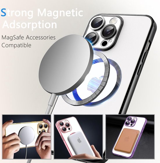 iPhone 16 Pro Hoesjes – Backcover – Camera Lens Protector + Screenprotector – MagSafe Compatibel – Zwart-Ilumina Benelux