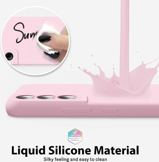 Samsung Galaxy S22 Hoesjes – Liquid Silicone Backcover – Soft Touch – Schokbestendig – Lichtroze-Ilumina Benelux