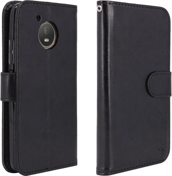 Motorola Moto E4 Hoesjes – Portemonnee Hoes – Bookcase – Pasjeshouder – Zwart-Ilumina Benelux