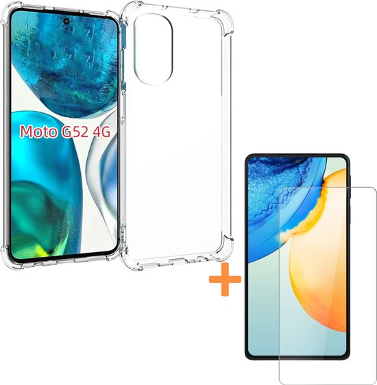 Motorola Moto G52 Hoesjes – Siliconen Backcover – Schokbestendig – Transparant – Incl. 2 Screenprotectors-Ilumina Benelux