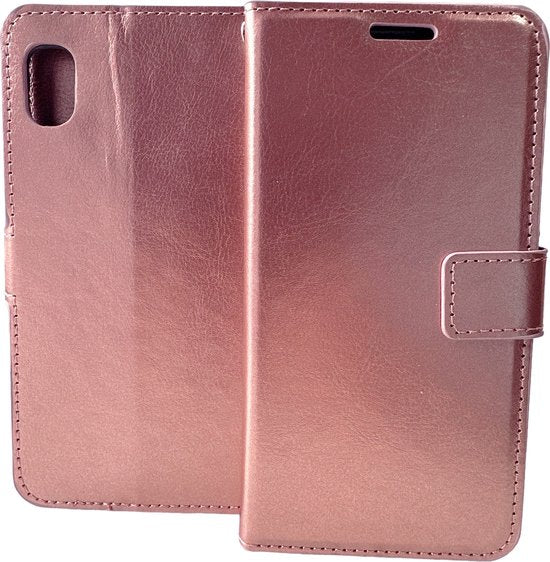 Samsung Galaxy A01 Hoesjes – Portemonnee Hoes – Bookcase – Magneetsluiting – Roségoud