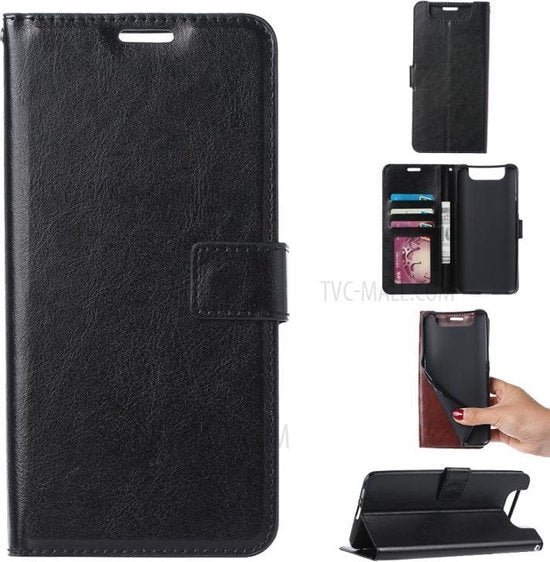 Samsung Galaxy A80 Hoesjes – Portemonnee Bookcase – Pasjeshouder – Magneetsluiting – Zwart-Ilumina Benelux