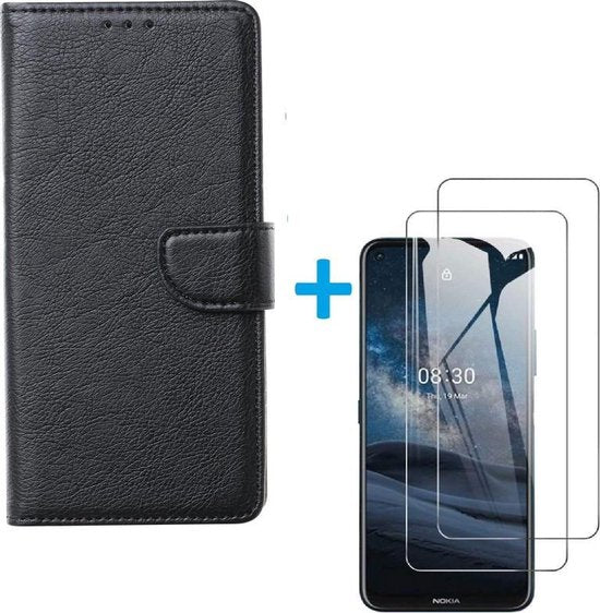 Nokia 8.3 Hoesjes – Bookcase Portemonnee – Magneetsluiting – Inclusief 2x Screenprotector – Zwart-Ilumina Benelux