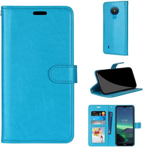 Nokia 1.4 Hoesjes – Bookcase Portemonnee Hoes – Magneetsluiting – Inclusief Screenprotector – Turquoise-Ilumina Benelux