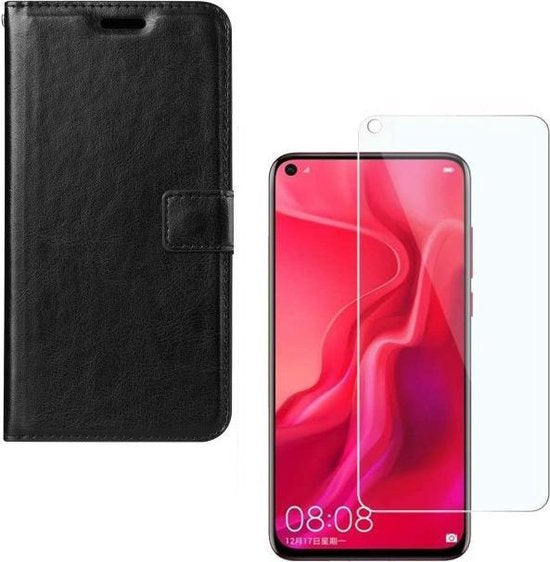 Huawei P20 Lite 2019 Hoesjes – Portemonnee Hoes – Pasjeshouder – 2x Screenprotector – Zwart-Ilumina Benelux