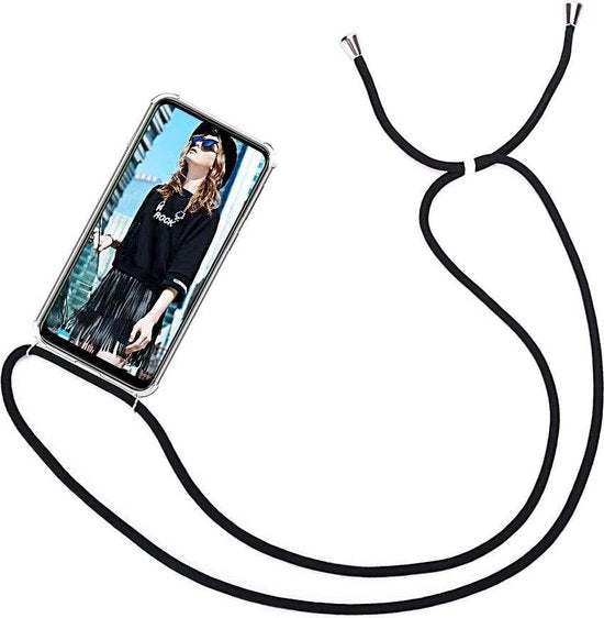 Samsung Galaxy A32 5G Hoesjes – Backcover met Koord – Schokbestendig – Schouder/Nek Draagriem – Zwart-Ilumina Benelux