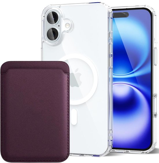 iPhone 16 Plus Hoesjes – Anti-shock Backcover met MagSafe – Magnetische Pasjeshouder – Purperviolet-Ilumina Benelux
