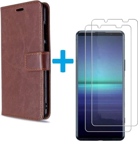 Sony Xperia 5 II Hoesjes – Bookcase Portemonnee Hoes – Magneetsluiting – 2x Screenprotector – Bruin-Ilumina Benelux