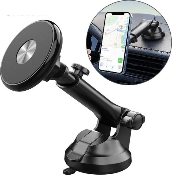 Telefoonhouder auto – Magnetisch voorruit & dashboard – 360° draaibaar – MagSafe compatibel – Ultra strong grip – Zwart-Ilumina Benelux