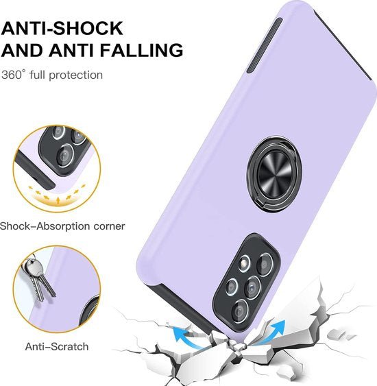 Samsung Galaxy A73 5G Hoesjes – Harde Backcover met Vingerring – Anti-drop – Paars-Ilumina Benelux