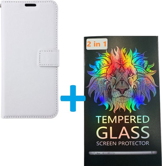 Motorola Moto G50 Hoesjes – Portemonnee Book Case – Pasjeshouder – 2x Screenprotector – Wit-Ilumina Benelux